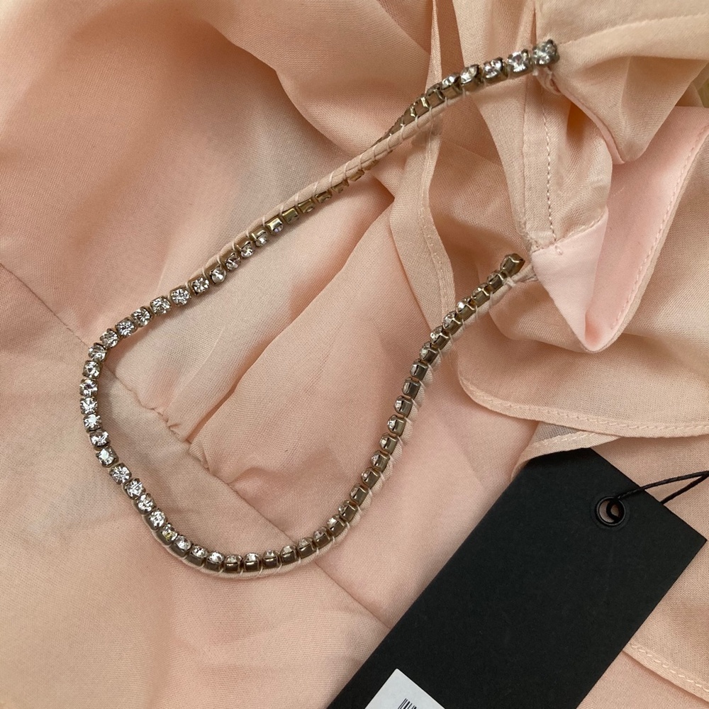 RACHEL ZOE Silk Ruffle & Crystal Accents Mini Dress - Picture 8 of 14